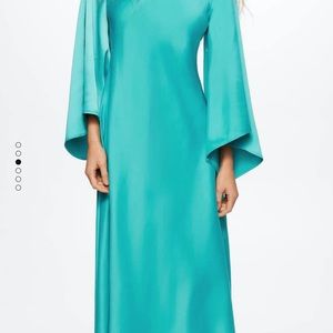 Like new worn only once jade satin long Mango long dress